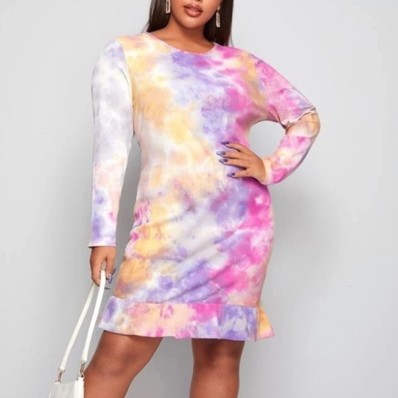Tie dye long sleeve casual dress - Picture 4 of 6